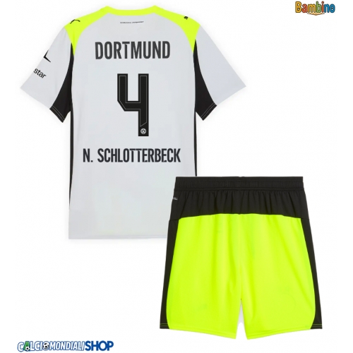Maglie da calcio Borussia Dortmund Nico Schlotterbeck #4 Seconda Maglia Bambino 2025-26 Manica Corta + Pantaloni corti)